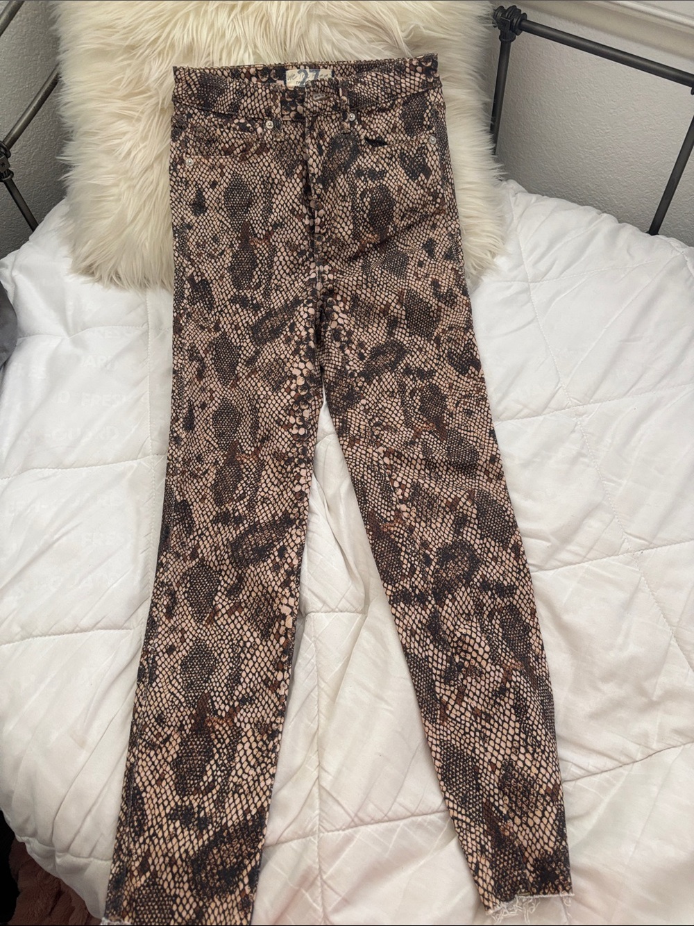 Free People Skinny Jeans in Brown Snake-Print